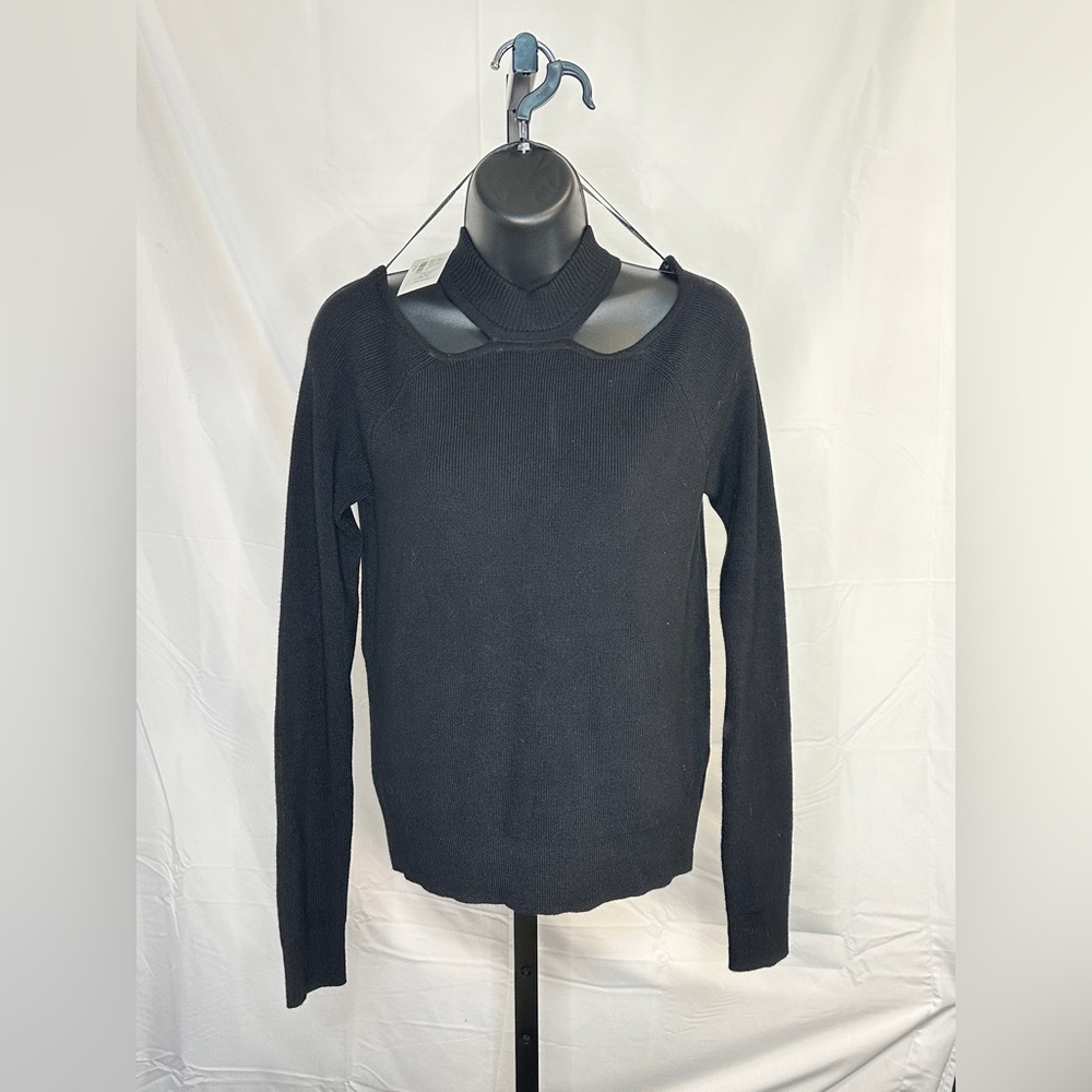Renvy Black Sweater Cutout Top